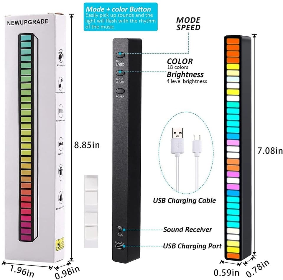 1 Piece RGB Sound Reactive LED Light Bar Sound Control Light view 3