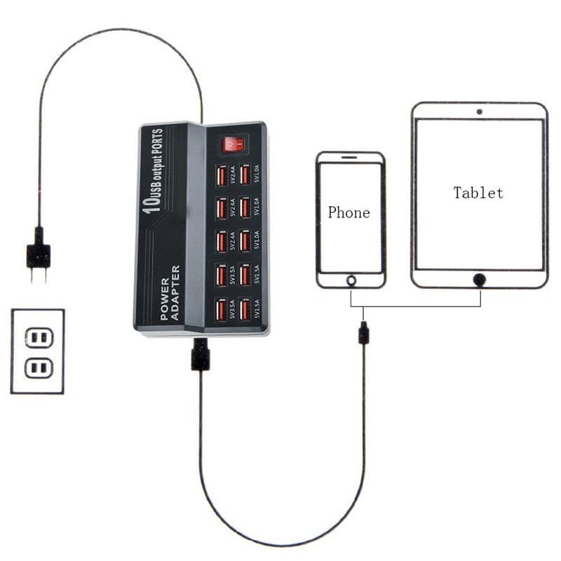 10-Port USB Charging Station Multi-Port Fast Charger view 4