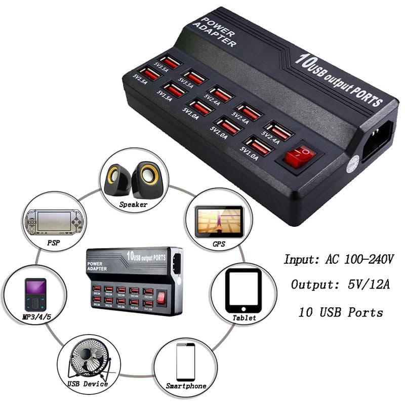 10-Port USB Charging Station Multi-Port Fast Charger view 3