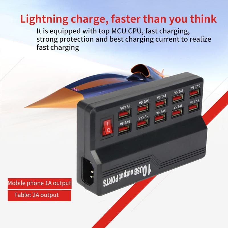 10-Port USB Charging Station Multi-Port Fast Charger view 2