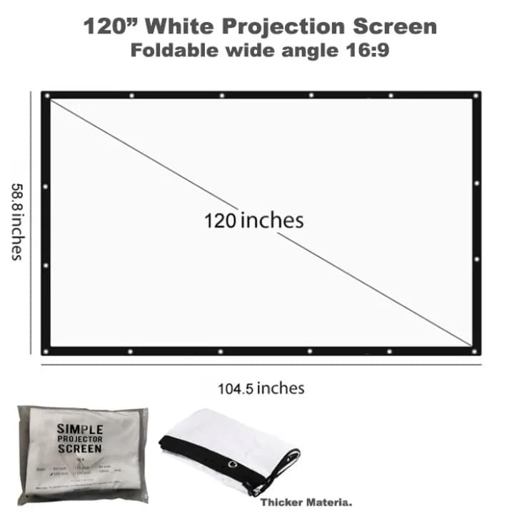 120 Inch Indoor Outdoor Dual Front Rear Portable Projector Screen