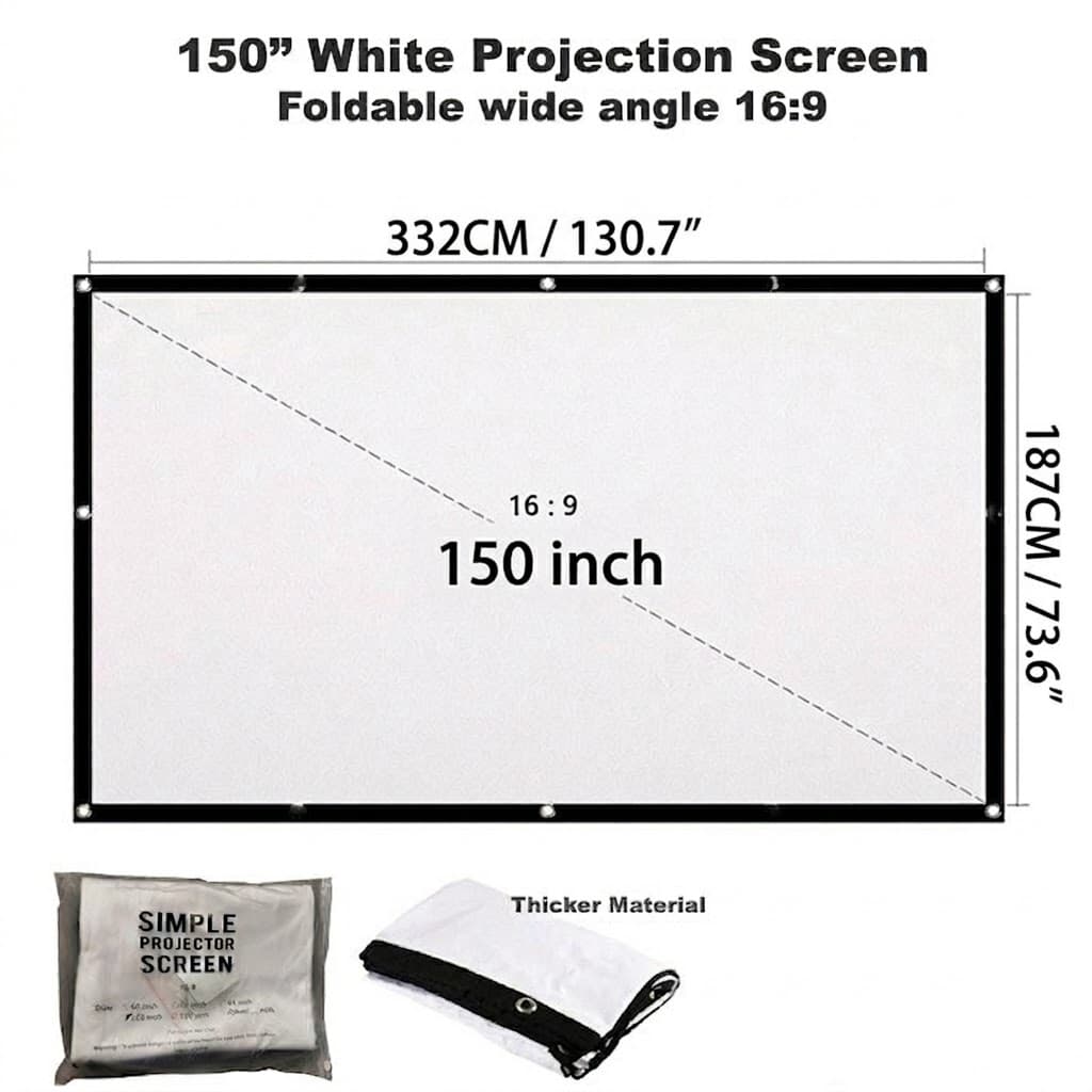 150 Inch Indoor Outdoor Dual Front Rear Portable Projector Screen