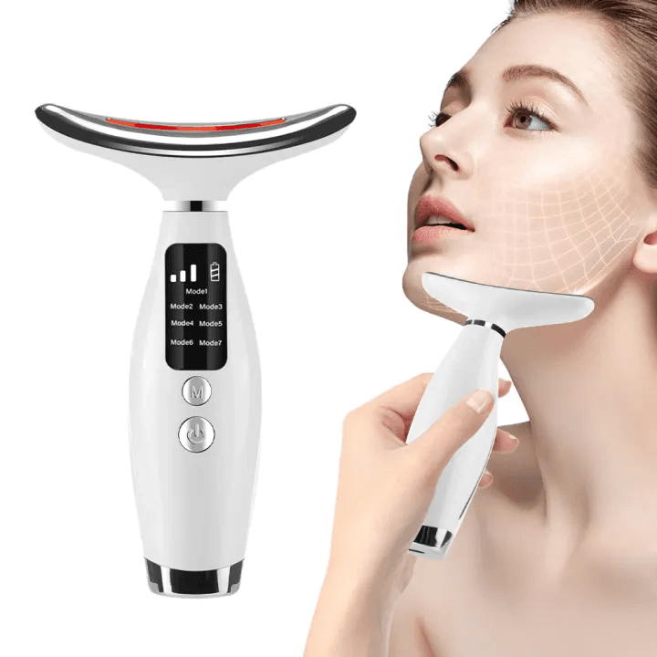EMS Face Lifting Massager Neck Skin Tighten Device 7 Color Light LED Photon Therapy Anti Ageing Wrinkle Free Perfect Gift for Your Girl Friend ,  Wife , Mother view 3