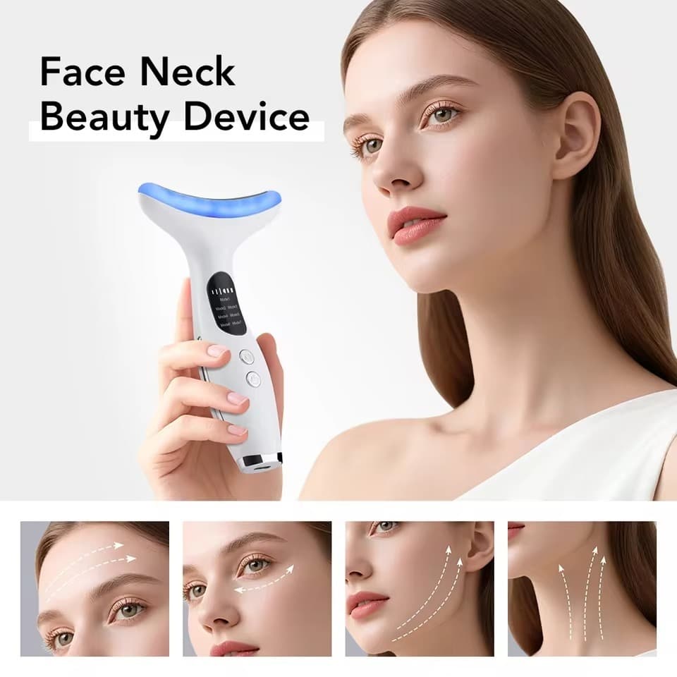 EMS Face Lifting Massager Neck Skin Tighten Device 7 Color Light LED Photon Therapy Anti Ageing Wrinkle Free Perfect Gift for Your Girl Friend ,  Wife , Mother view 4