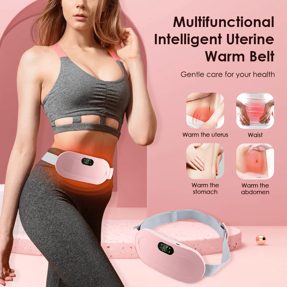Period Belt | Menstrual Cramp Relief Heating Belt for Women | Electric Warming Pad with Vibration Massage | 3 Temperature Levels | USB Rechargeable | Portable Pain Relief Waist & Abdominal Heating Pad view 2