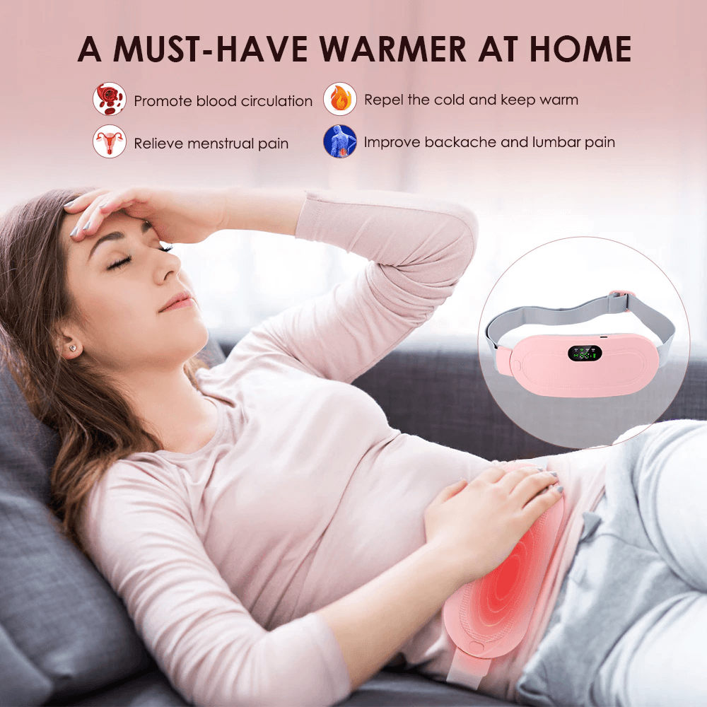 Period Belt | Menstrual Cramp Relief Heating Belt for Women | Electric Warming Pad with Vibration Massage | 3 Temperature Levels | USB Rechargeable | Portable Pain Relief Waist & Abdominal Heating Pad view 3