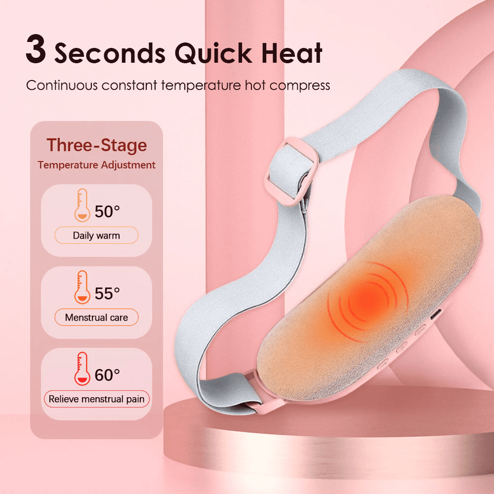 Period Belt | Menstrual Cramp Relief Heating Belt for Women | Electric Warming Pad with Vibration Massage | 3 Temperature Levels | USB Rechargeable | Portable Pain Relief Waist & Abdominal Heating Pad view 7