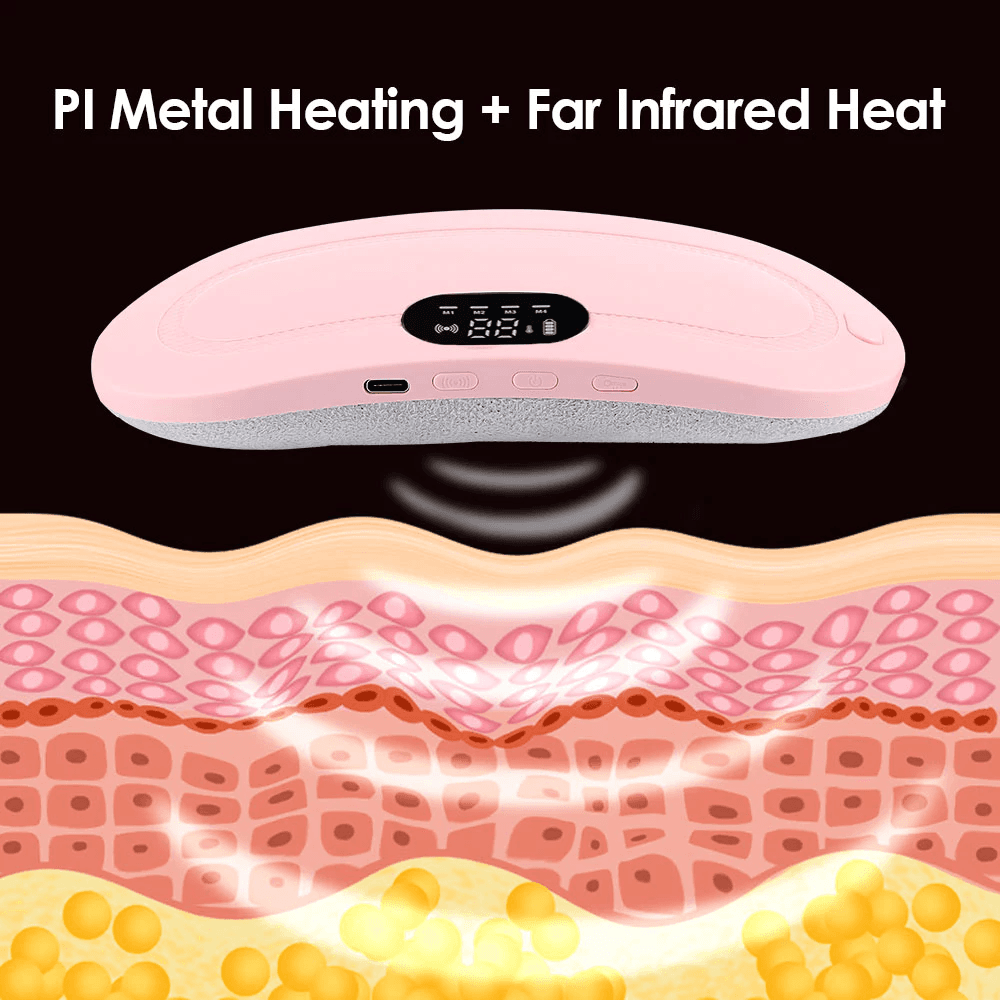 Period Belt | Menstrual Cramp Relief Heating Belt for Women | Electric Warming Pad with Vibration Massage | 3 Temperature Levels | USB Rechargeable | Portable Pain Relief Waist & Abdominal Heating Pad view 6