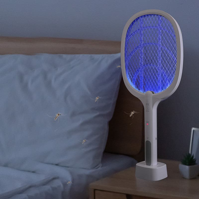 Gecko Dual-Use Electric Mosquito Racket Standing Fly Insect Swatter | Automatic Mosquito Killer Racket | Mosquito Killer Bat