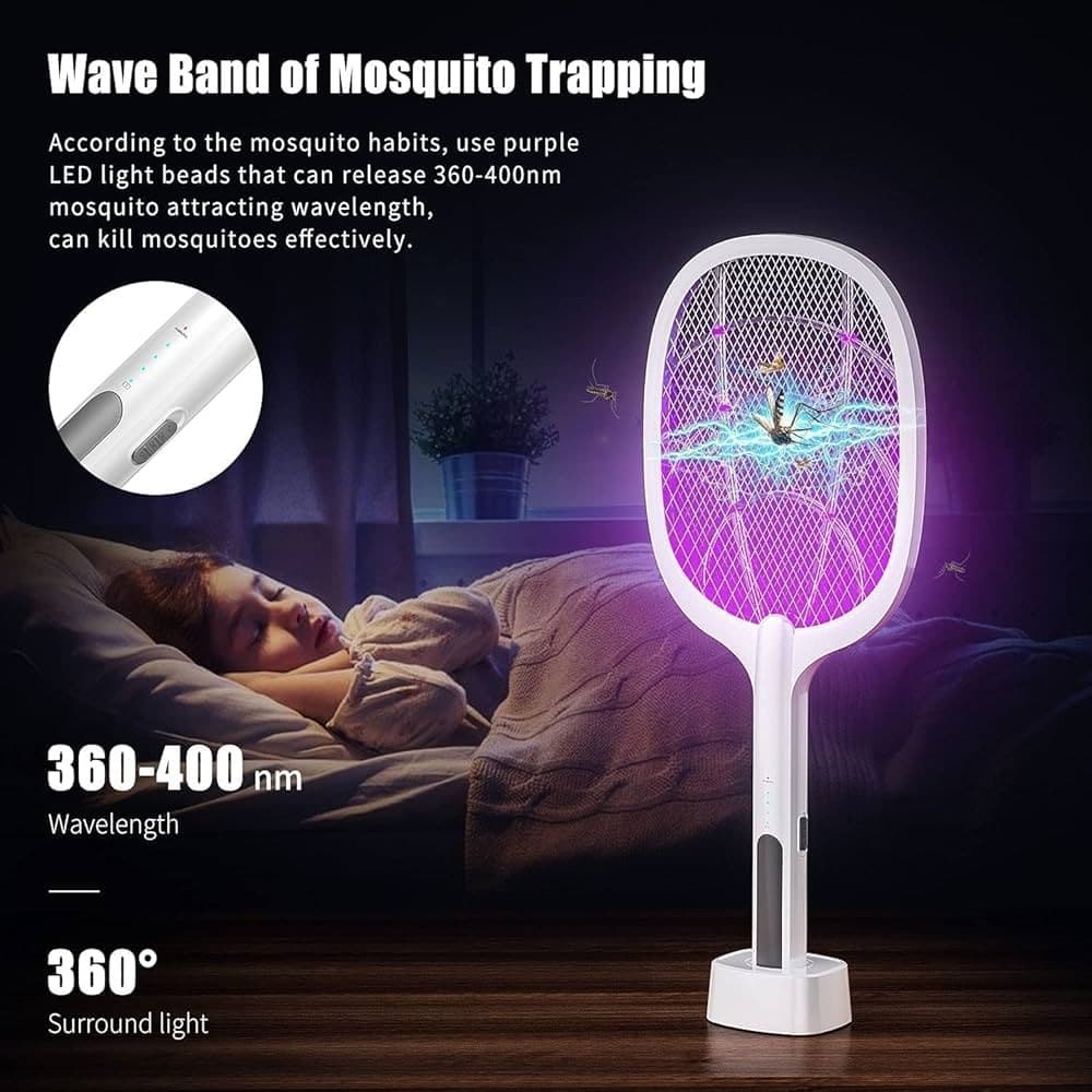 Gecko Dual-Use Electric Mosquito Racket Standing Fly Insect Swatter | Automatic Mosquito Killer Racket | Mosquito Killer Bat view 4
