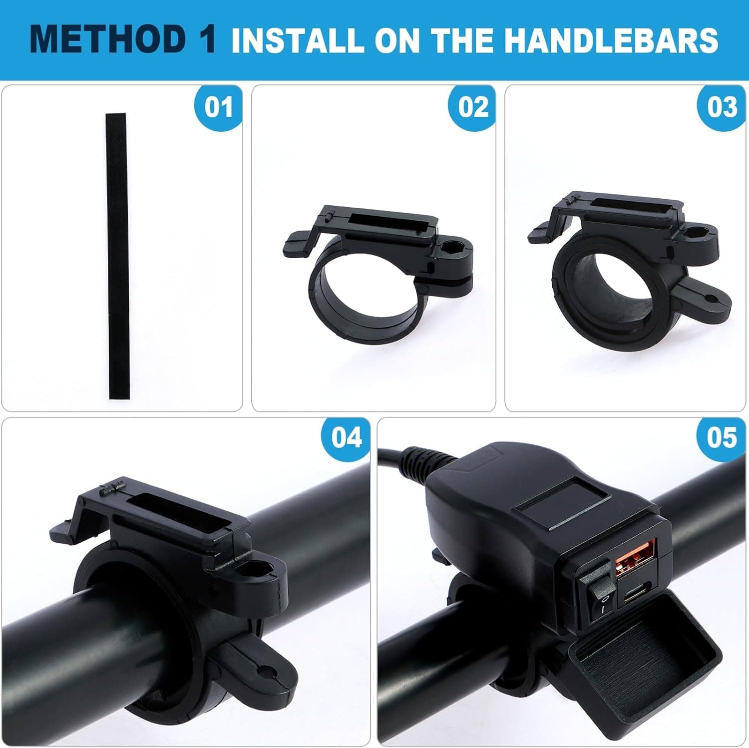 2 In 1 Waterproof Motorcycle Bike Charger Type-C & USB & Power Switch view 4