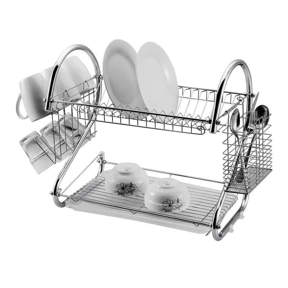 2 Layer Dish Drainer Drying Rack Kitchen Shelf