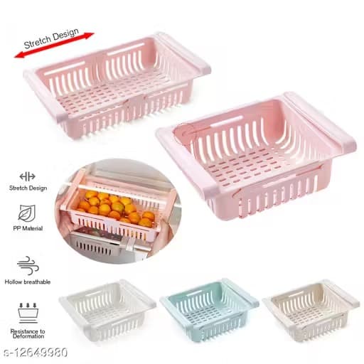 2 Piece Expandable Fridge Storage Adjustable Racks view 3