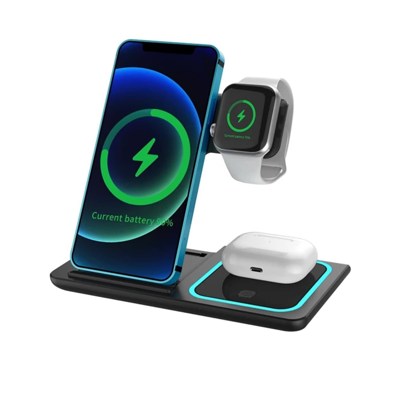 3 In 1 Foldable Wireless Charger Station For Phone Watch And Earbuds