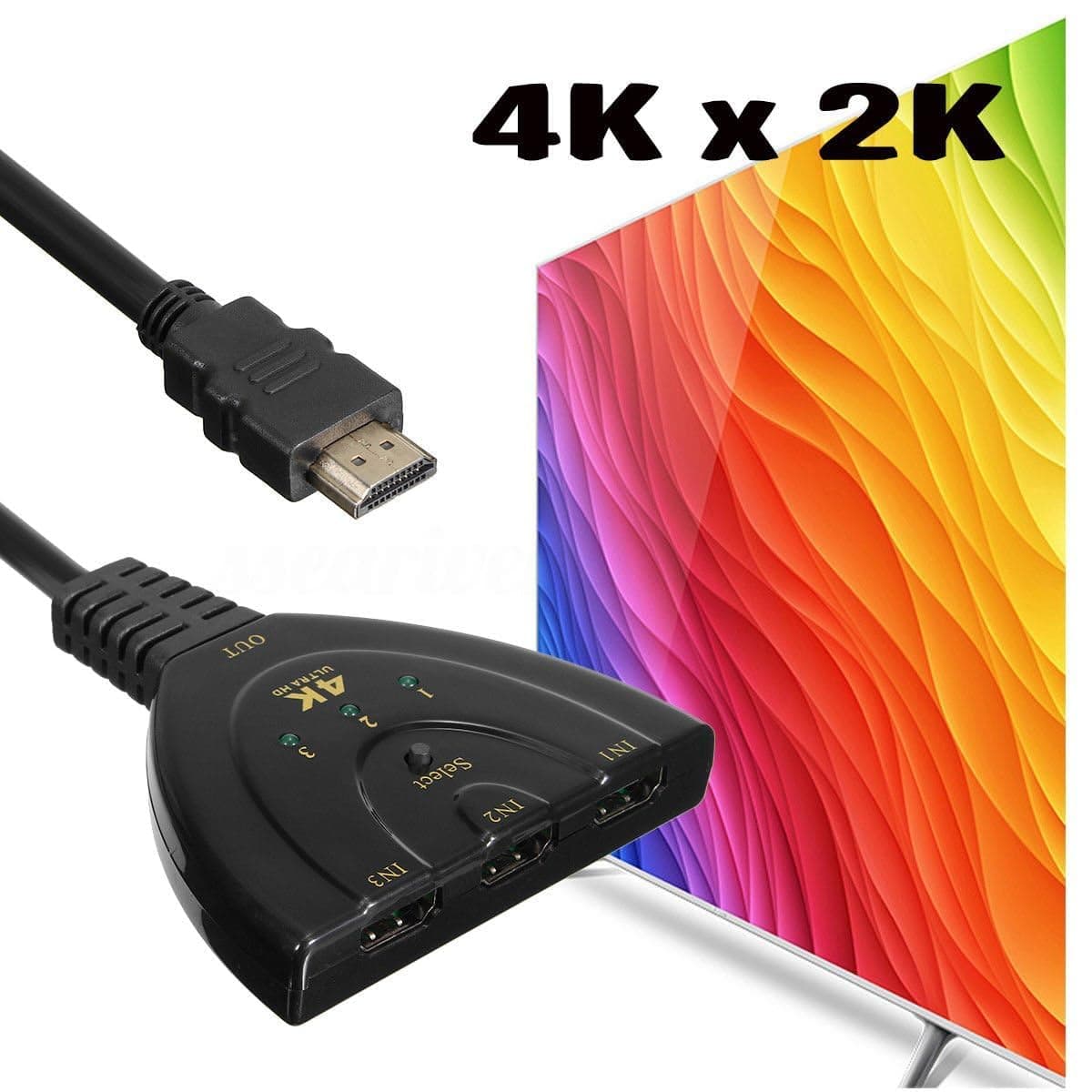 3 Port HDMI Switcher 3 In 1 Out HDMI Splitter Hub view 2