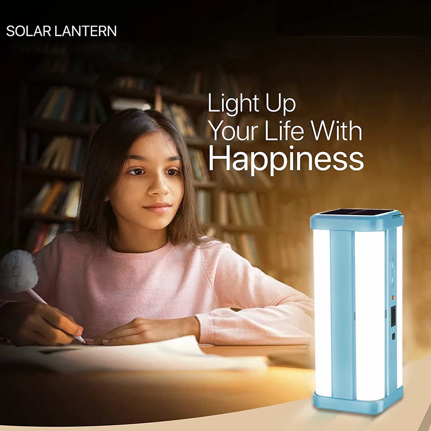 360 Degree Floor Lantern Lamp Emergency Rechargeable Solar Light 4 Tube