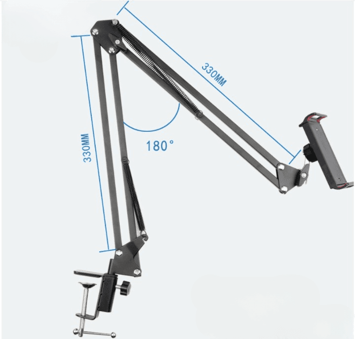 360 Degree Rotation Metal Long Arm Phone Tablet Holder Stand view 3