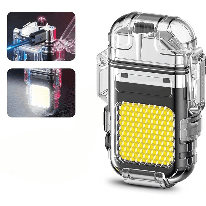 360 Flash Rechargeable Windproof Electric Arc Lighter With COB LED Flashlight