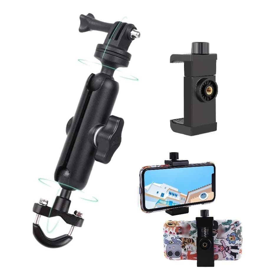 360° Metal Motorcycle Bike Action Camera And Mobile Holder Handlebar Mount