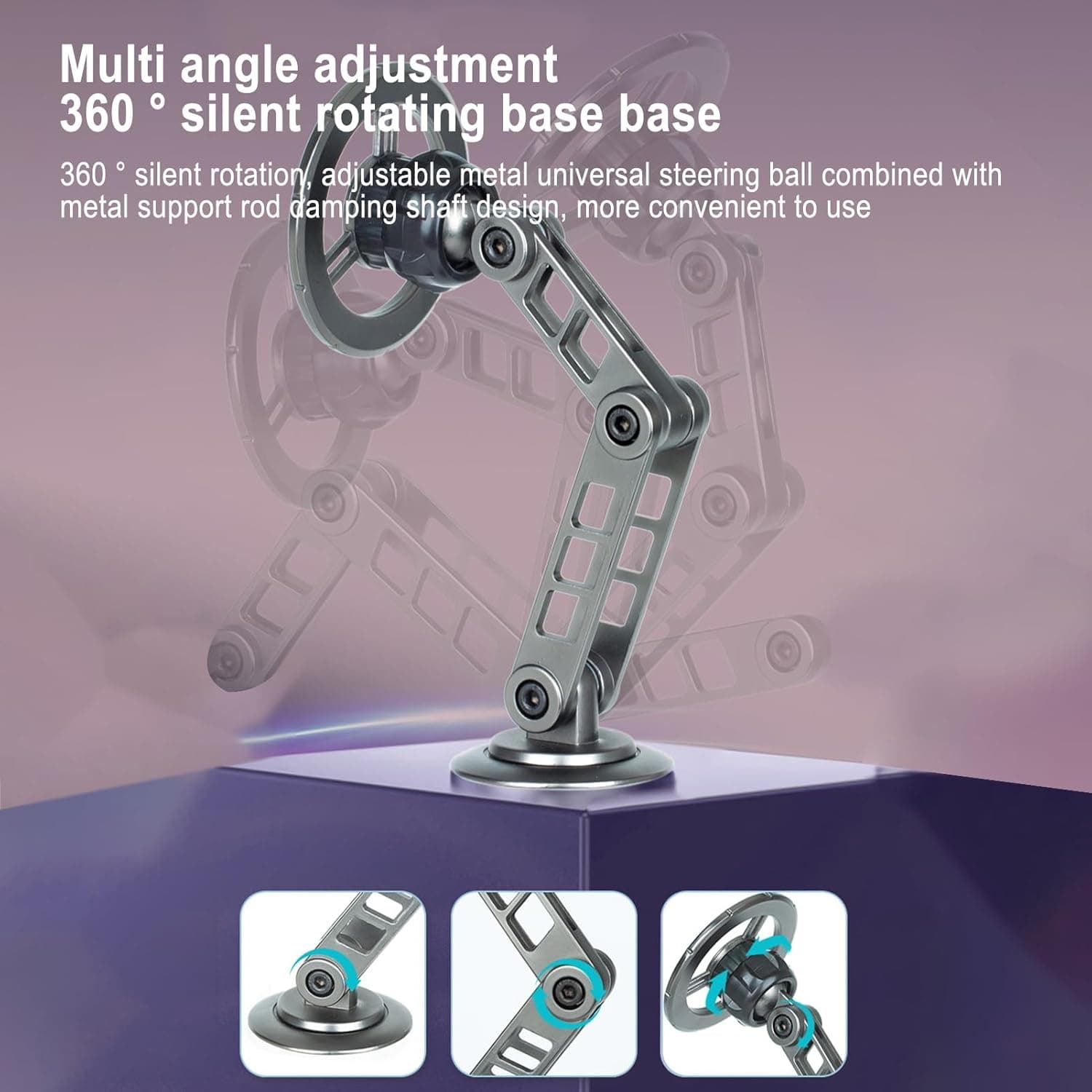 360° Rotating Dashboard Metal Car Phone Stand Mount view 2