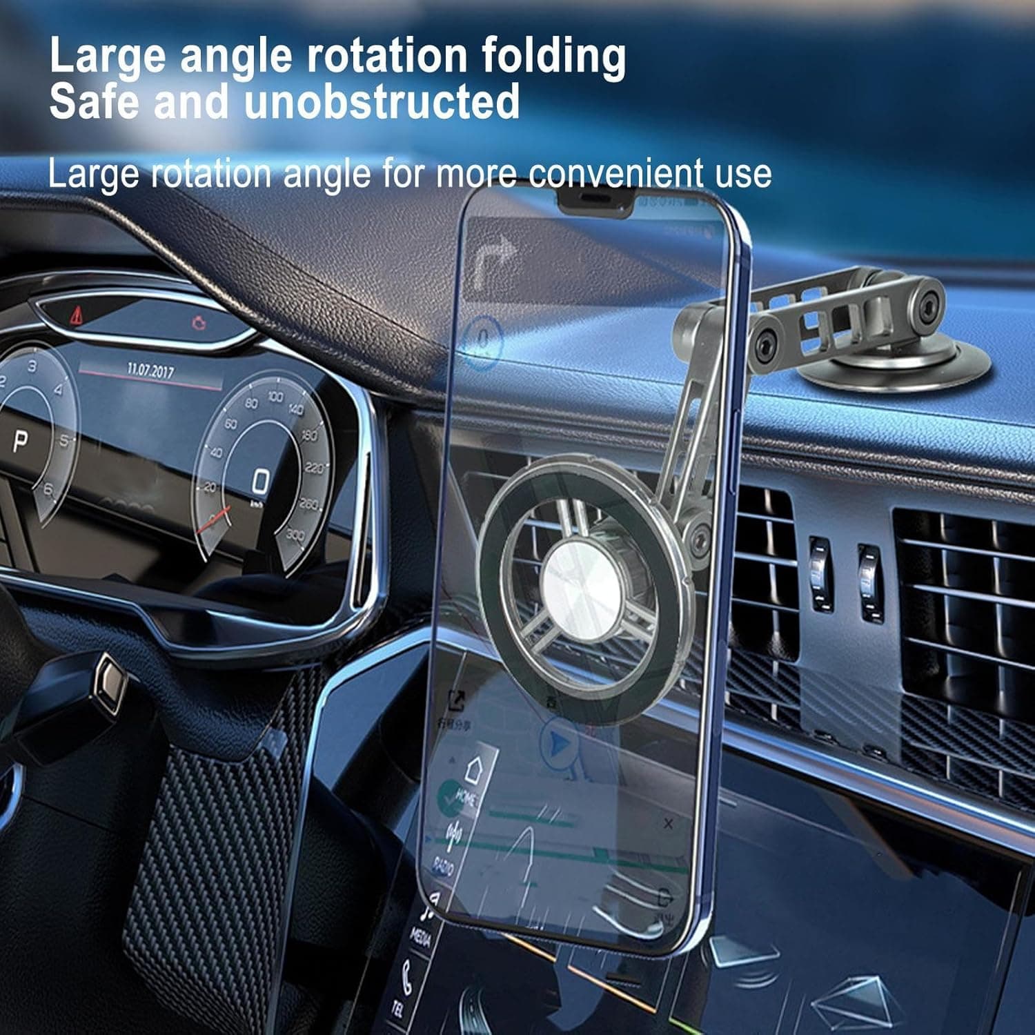 360° Rotating Dashboard Metal Car Phone Stand Mount view 3