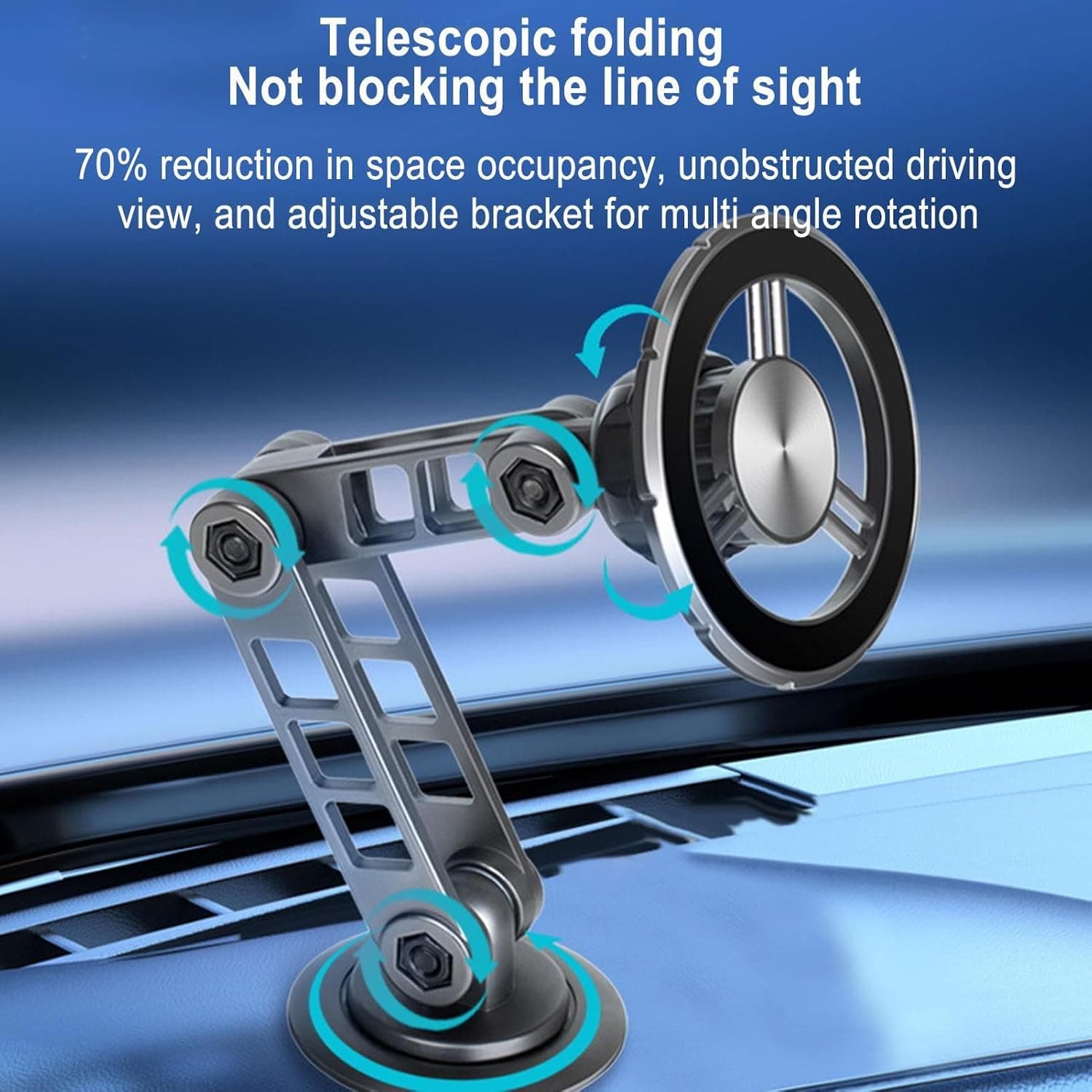 360° Rotating Dashboard Metal Car Phone Stand Mount view 4