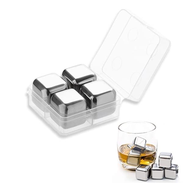 4 Piece Reusable Stainless Steel Ice Cube Set