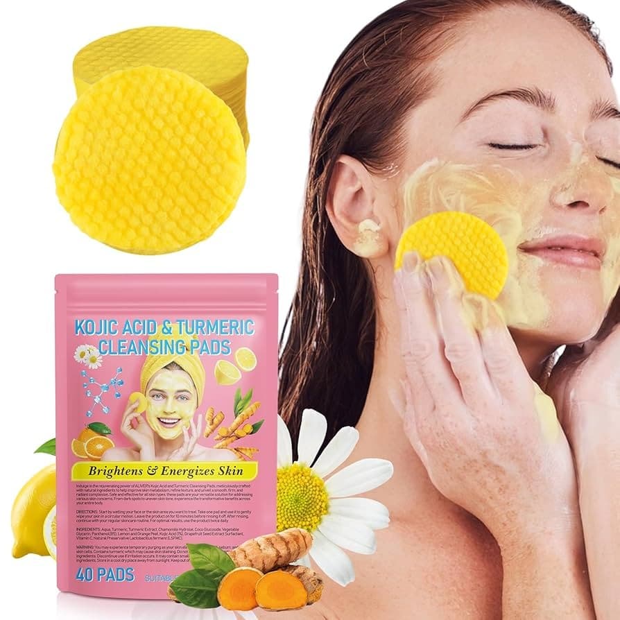40 Pcs Kojic Acid and Turmeric Cleansing Pads, Turmeric Cleansing Pads, Face Turmeric Kojic Acid Pads view 5