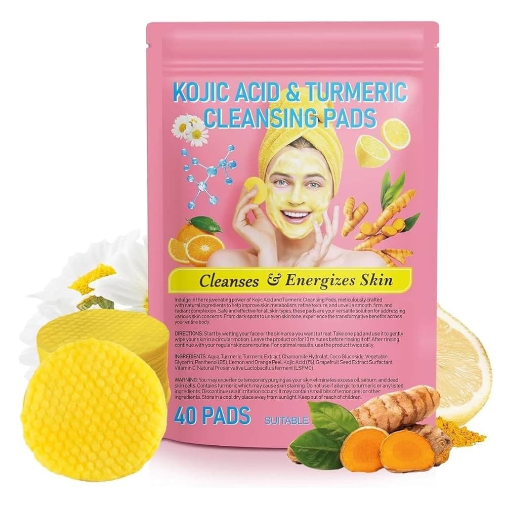 40 Pcs Kojic Acid and Turmeric Cleansing Pads, Turmeric Cleansing Pads, Face Turmeric Kojic Acid Pads view 4