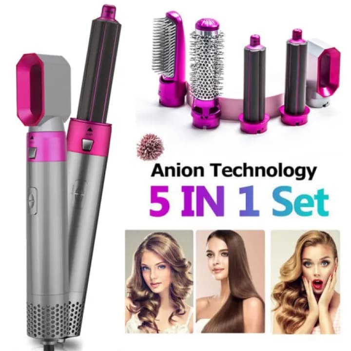 5 In 1 Hot Air Electric Hair Dryer Brush Styler Comb Straightening Curling Styling Tool