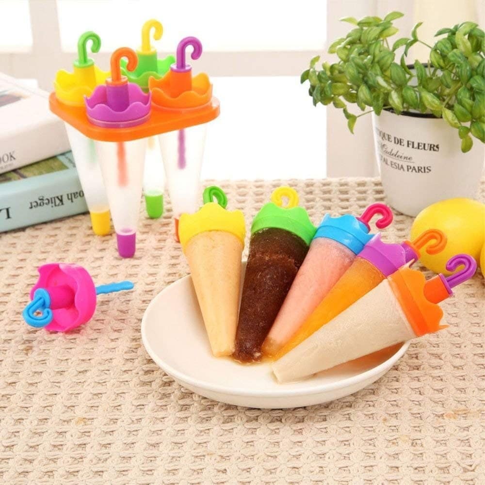6 In 1 Umbrella Style Ice Candy Stick Popsicle Mold & Kulfi Frozen Stick Ice Cream Maker view 3