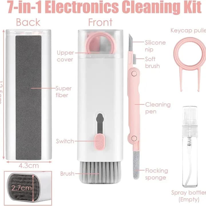 7 In 1 Multi-Function Cleaning Kit Earbud Cleaning Pen Soft Brush Keycap Puller & Laptop Screen Cleaner view 3