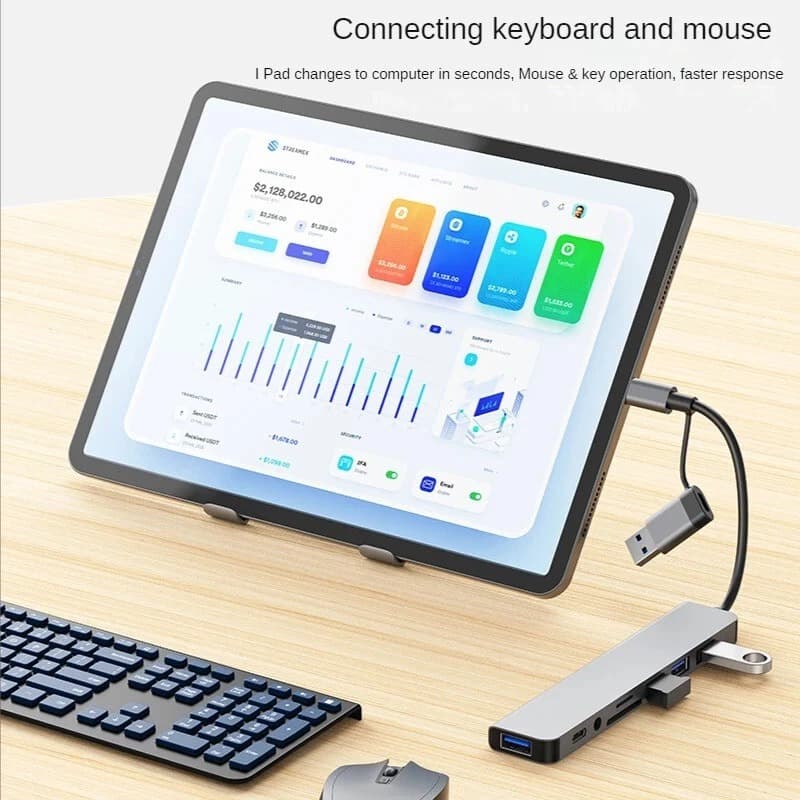 8 In 2 USB-C Hub Adapter With USB TF/SD Card Reader & 3.5mm Audio Port view 3