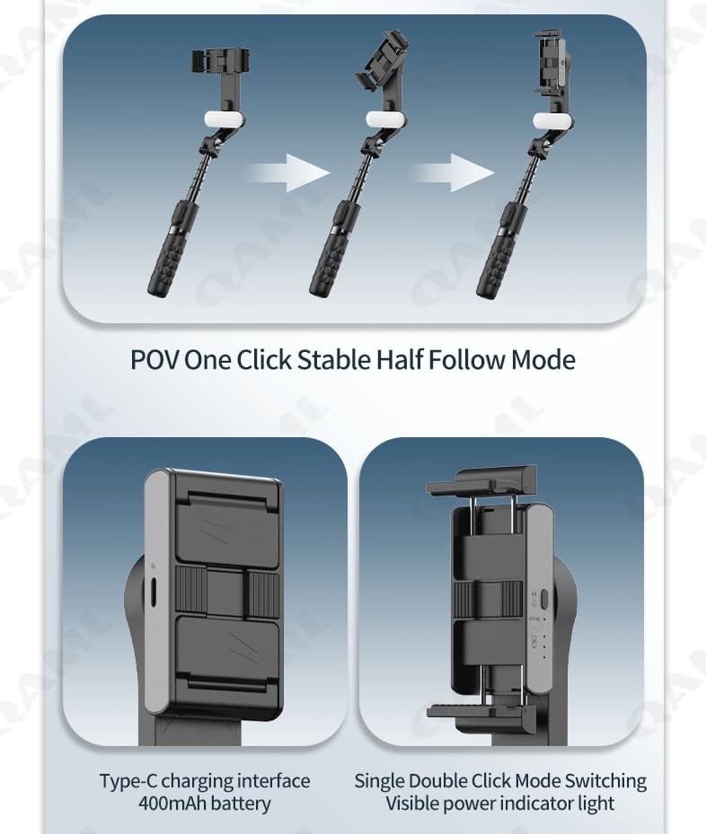 A6 Handheld Gimbal Stabilizer for Smartphone 1 Axis With Selfie Stick Tripod Stand Wireless Bluetooth Remote view 6