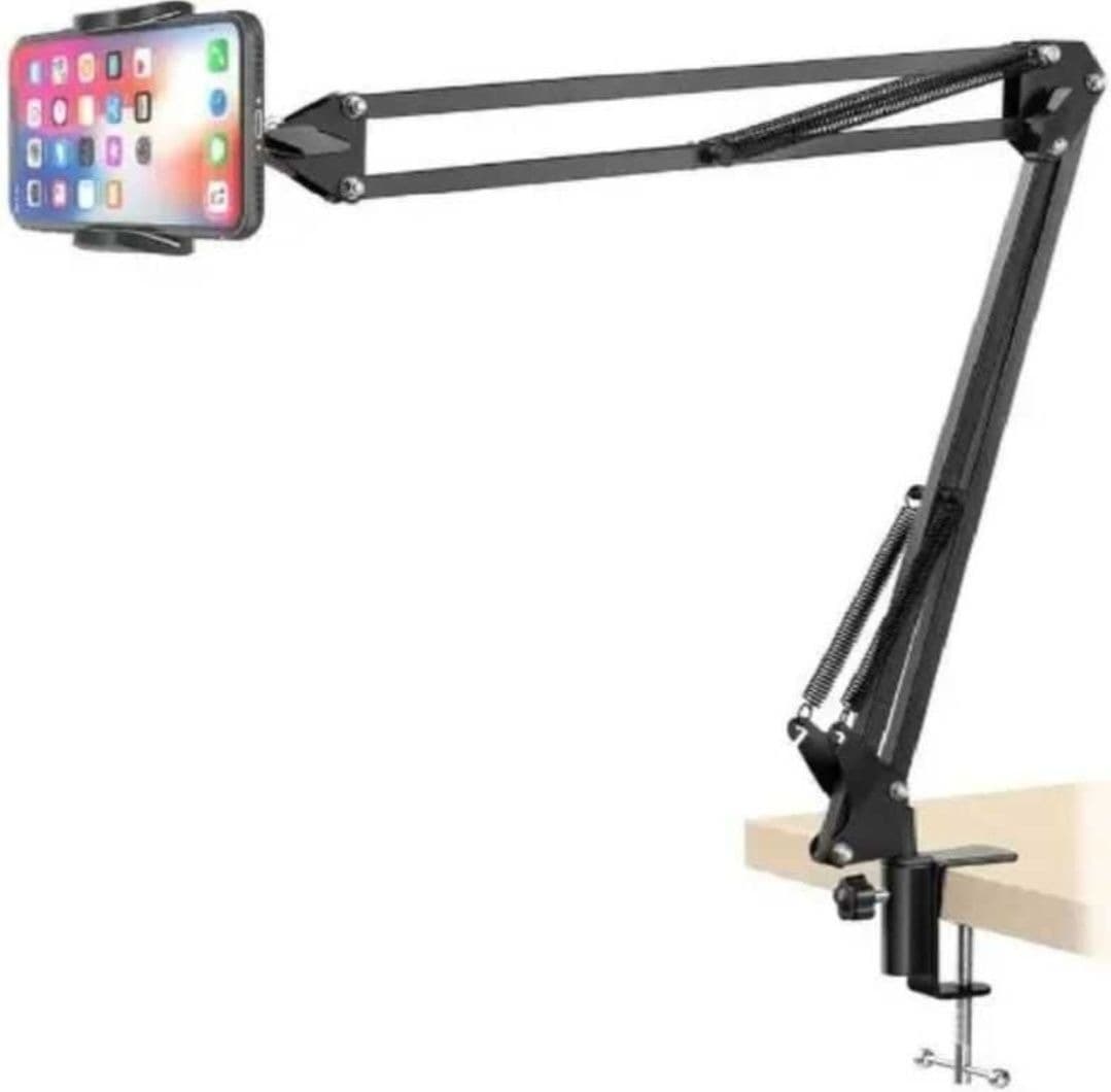 Adjustable Foldable Scissor Arm Mobile Stand With Table Clamp And Phone Holder