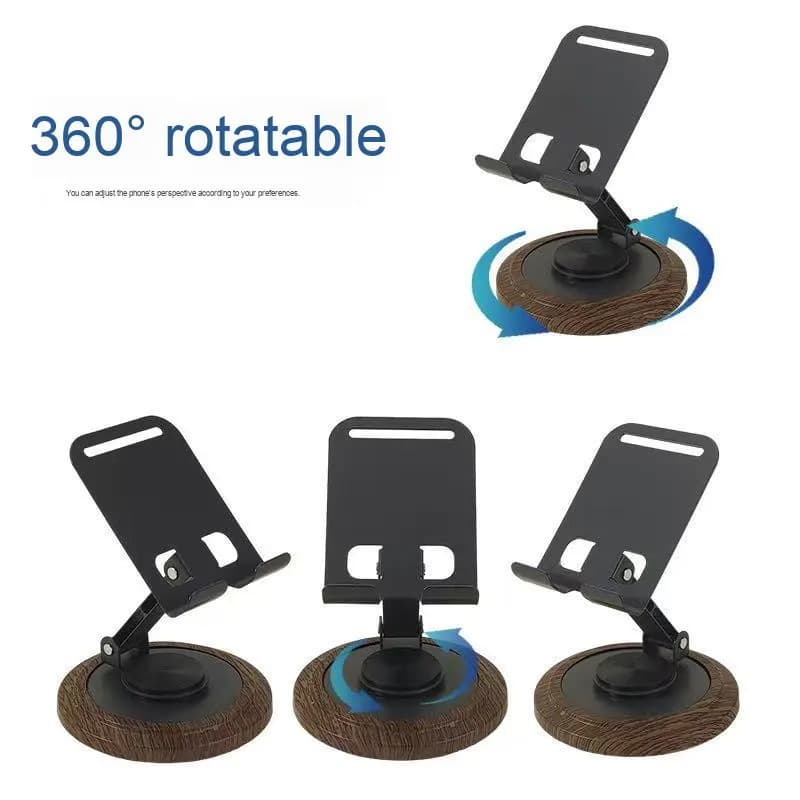 Adjustable Folding Wood Design Base Mobile Stand view 2