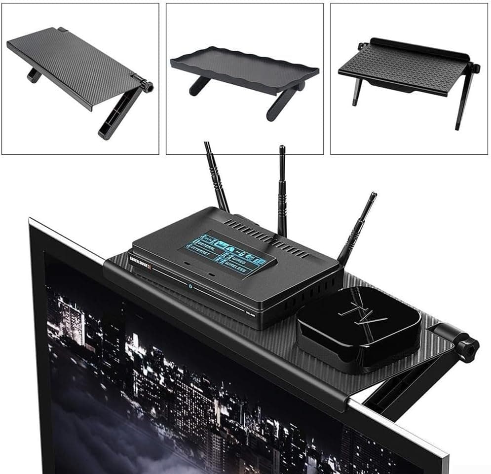 Adjustable Monitor TV Top Shelf & Stand Rack - Tool Free Organizer