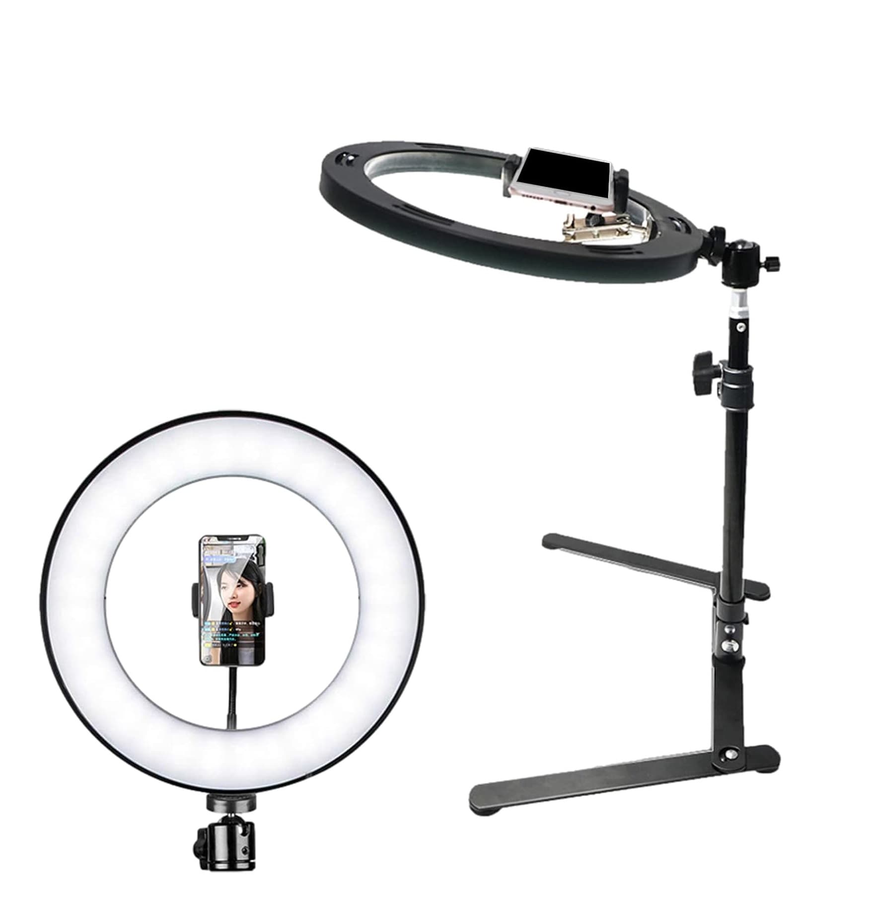 Adjustable Ring Light Phone Stand Tripod Mount For Vlogging & Live Streaming 10 Inch