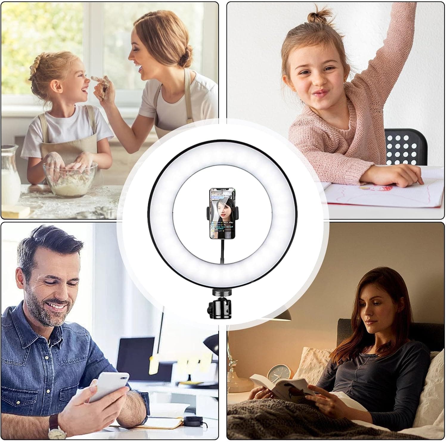 Adjustable Ring Light Phone Stand Tripod Mount For Vlogging & Live Streaming 10 Inch view 4