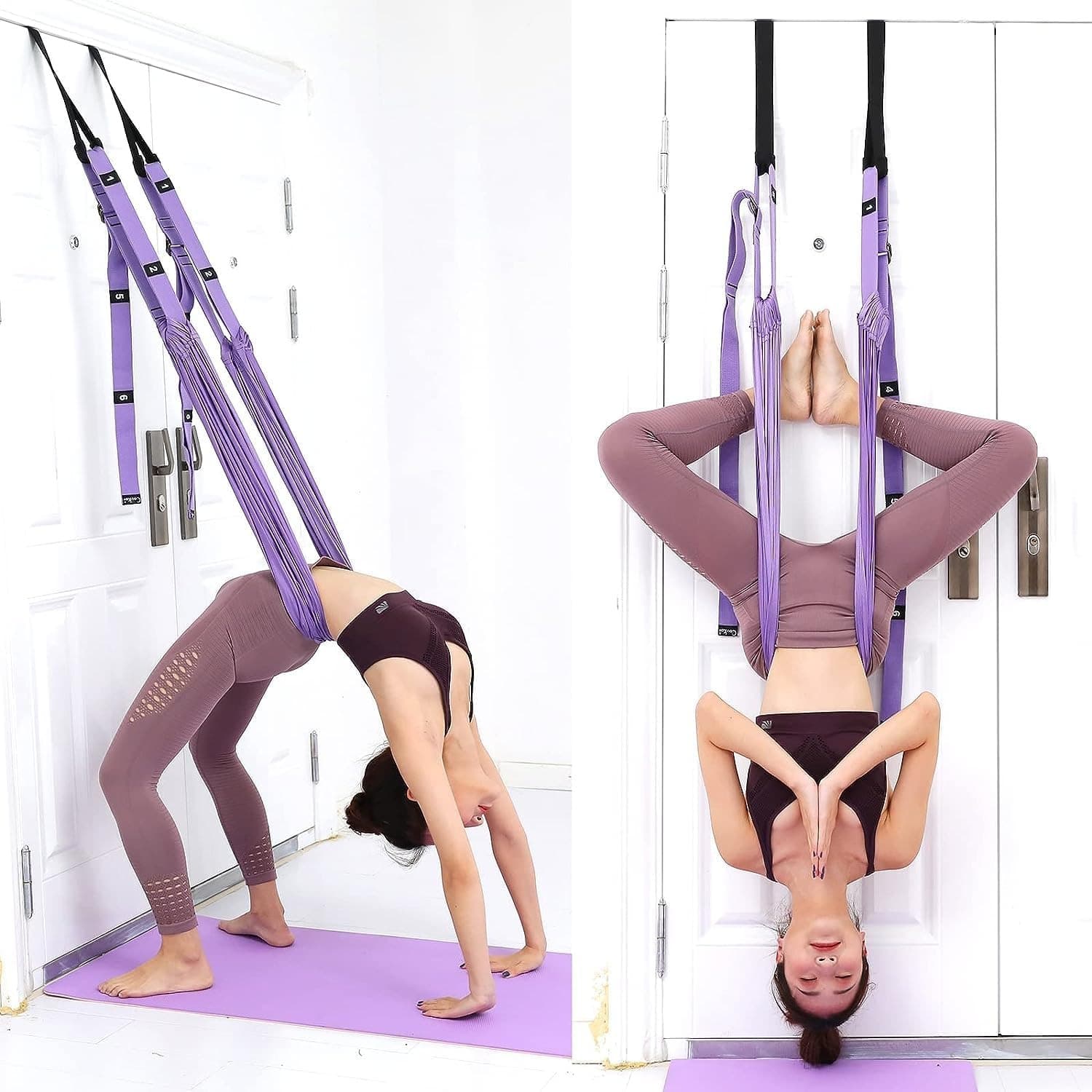 Aerial Yoga Rope Door Anchor Swing No-Drill Stretching & Backbend Training Strap view 2