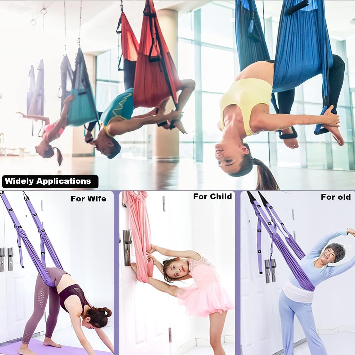 Aerial Yoga Rope Door Anchor Swing No-Drill Stretching & Backbend Training Strap view 4
