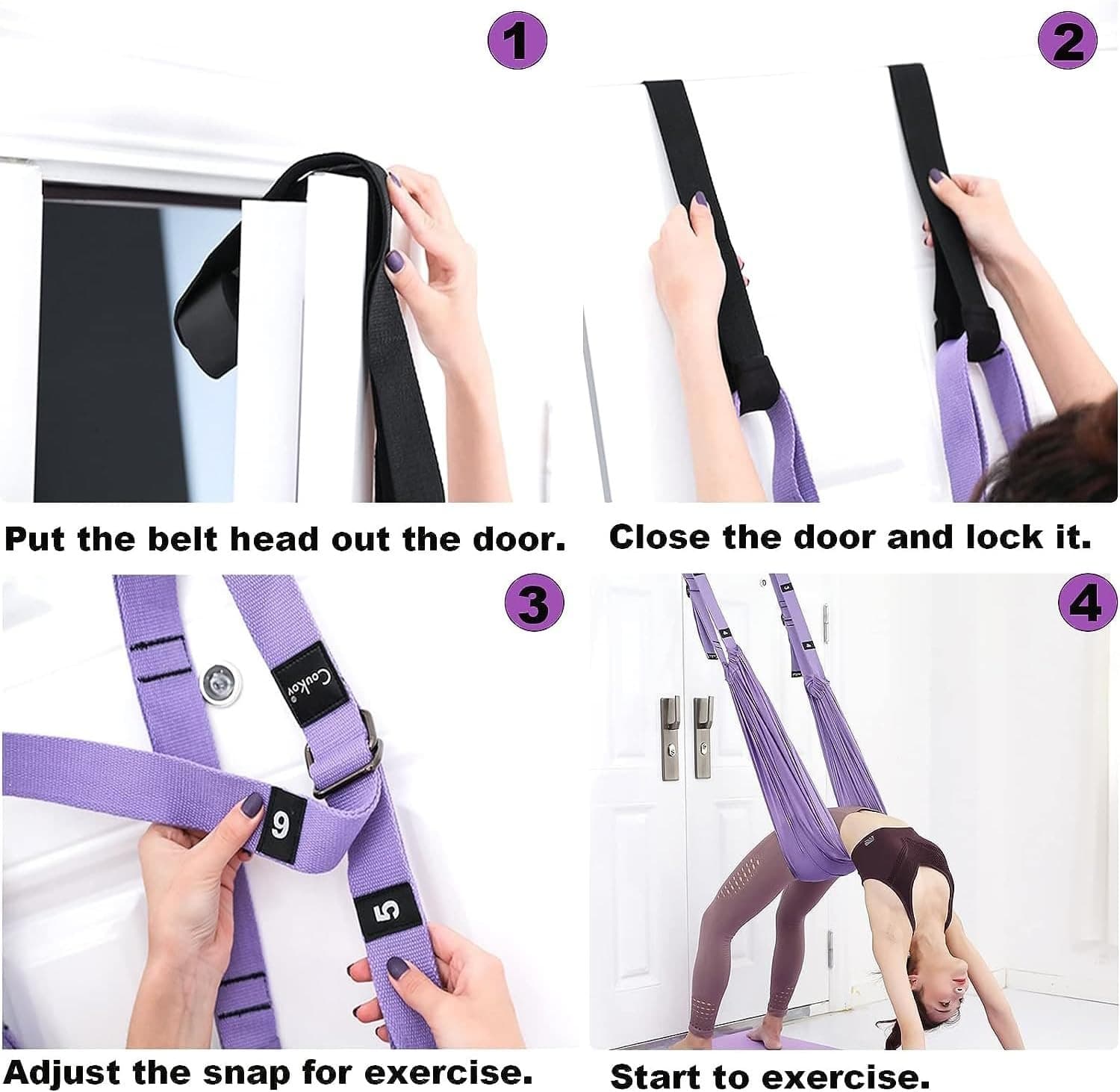 Aerial Yoga Rope Door Anchor Swing No-Drill Stretching & Backbend Training Strap view 6