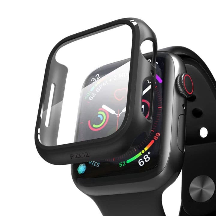 Apple Watch Series Tempered Glass Screen Protector Hard PC Case Overall Protective Cover