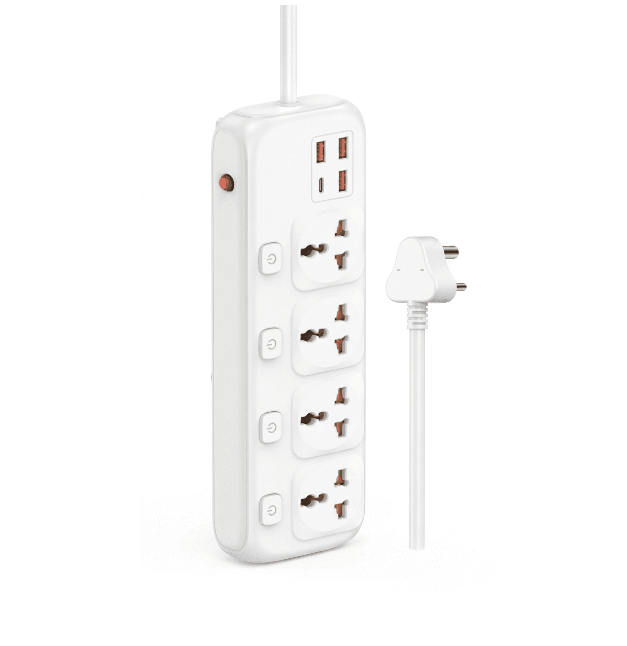 Armor AR-5004 4000W Power Strip Extension Cord With 4 AC Outlets, 3 USB & 1 PD Type-C Port (3 Meter Cable)