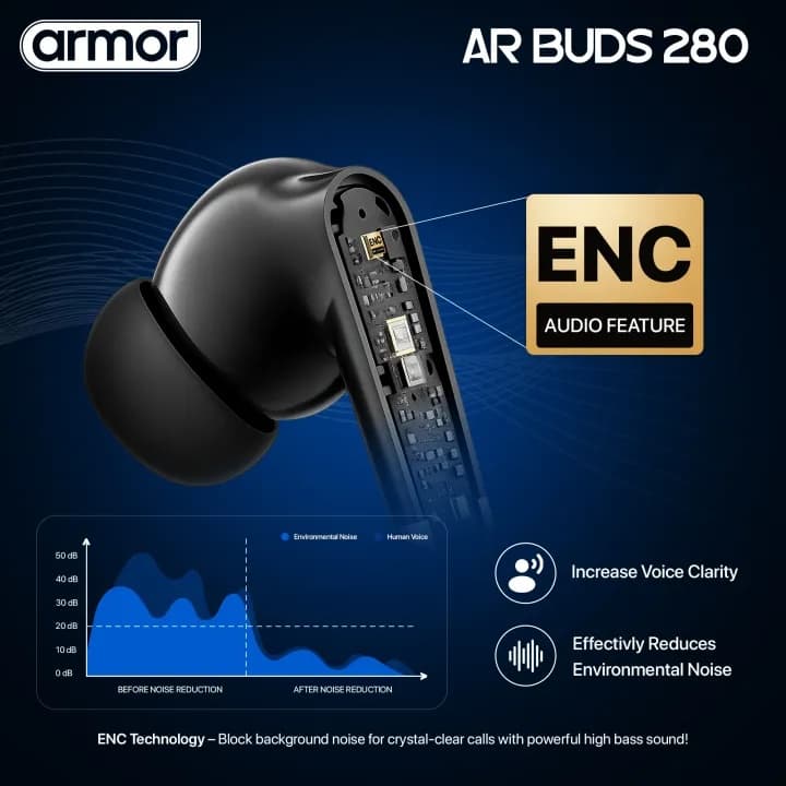 Armor AR Buds 280 Wireless Earbuds Smart ENC 50H Playtime High Bass view 5