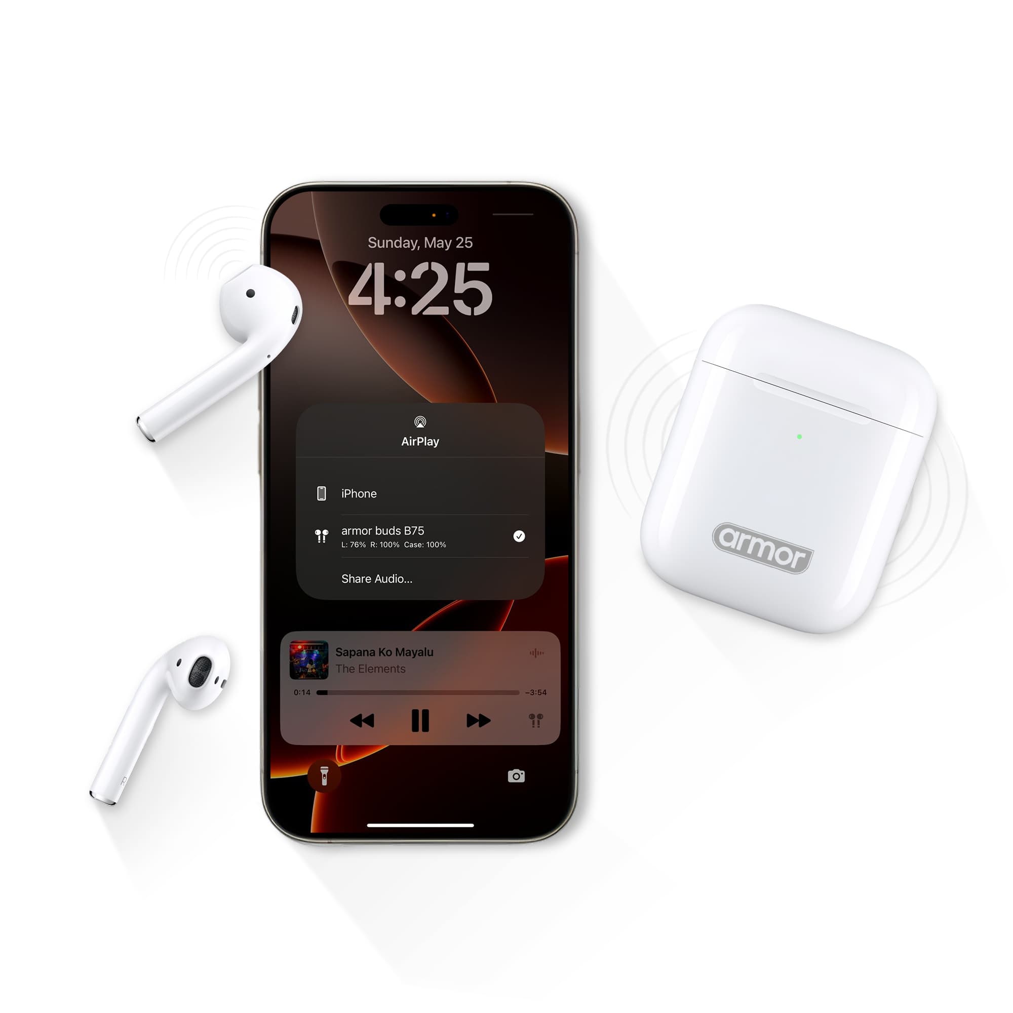 Armor AR Buds B75 True Wireless Earbuds With Dual Mic ENC & 30-Hour Playtime view 2