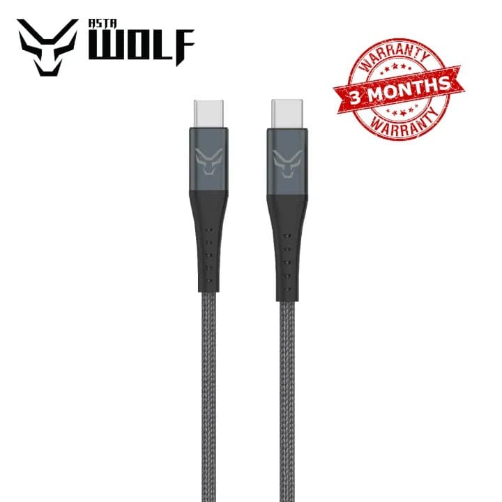 Asta WOLF Hyper Type C To C 120 Watt 1M Braided Fast Charging Data Cable