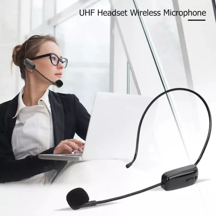 AY 102 Handheld UHF Wireless Double Microphone Headset Teaching Voice Amplifier view 2