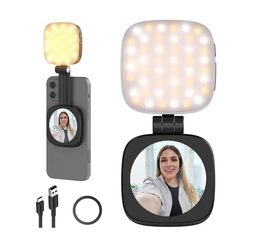 B13 MagSafe Magnetic Selfie Light With Mirror Folding LED Light For Phone & Video Calls