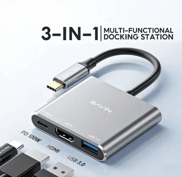 BAVIN O55 3In1 TYPE C To HDMI 4K HUB With USB Port 3.0 100W PD USB-C Port HDTV
